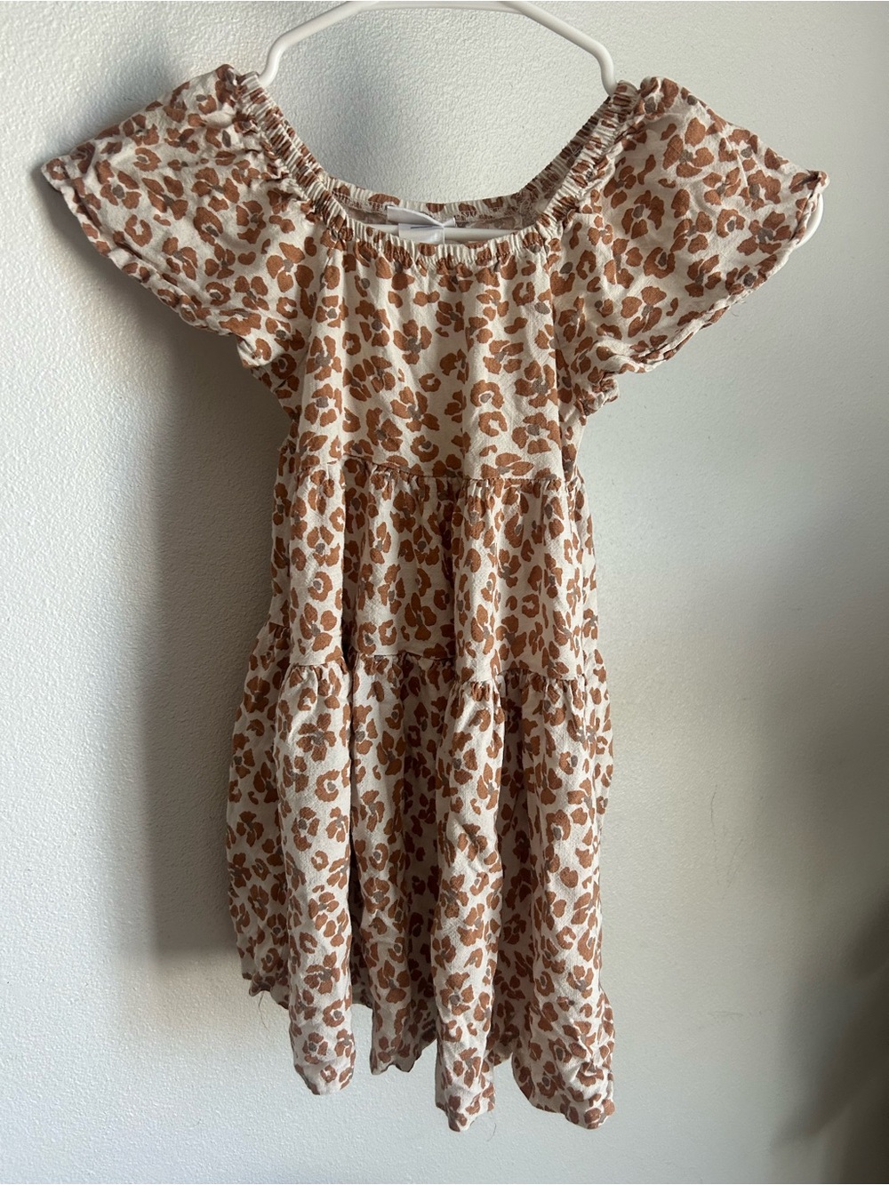 Rachel Zoe Cream Dress with Brown Leopard Print